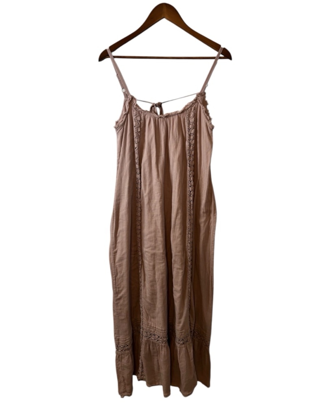 Aerie Dusty Rose CrochetTrim Maxi Dress Size XS 100% Cotton - Picture 4 of 10